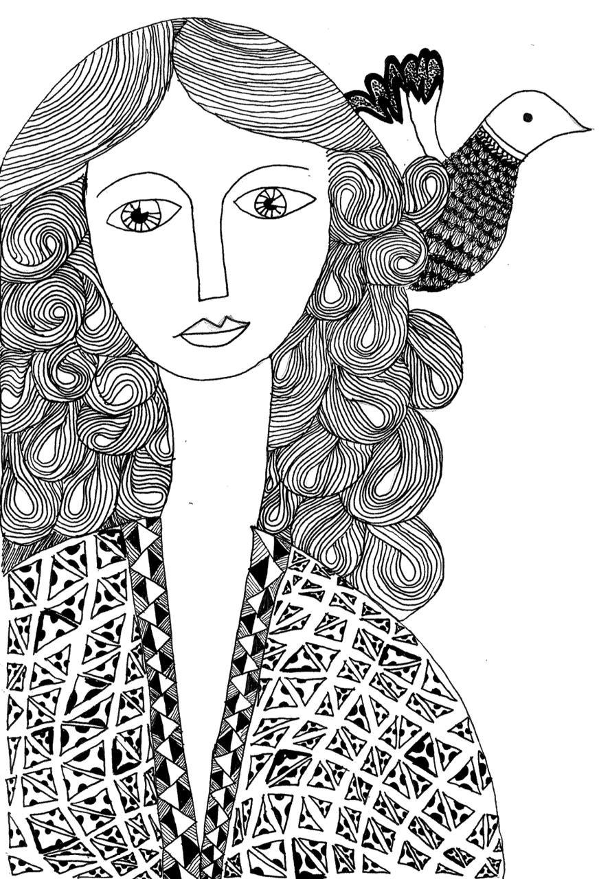 Doodle- Girl & the birdie