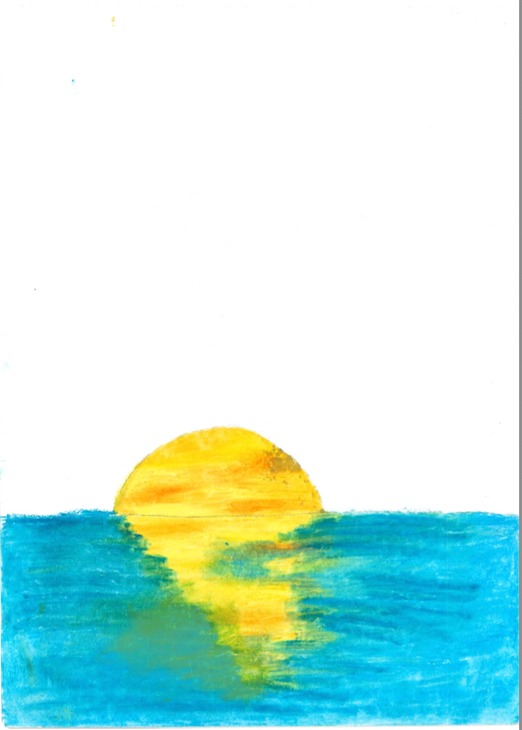 The blue & the melting yellow - Crayon